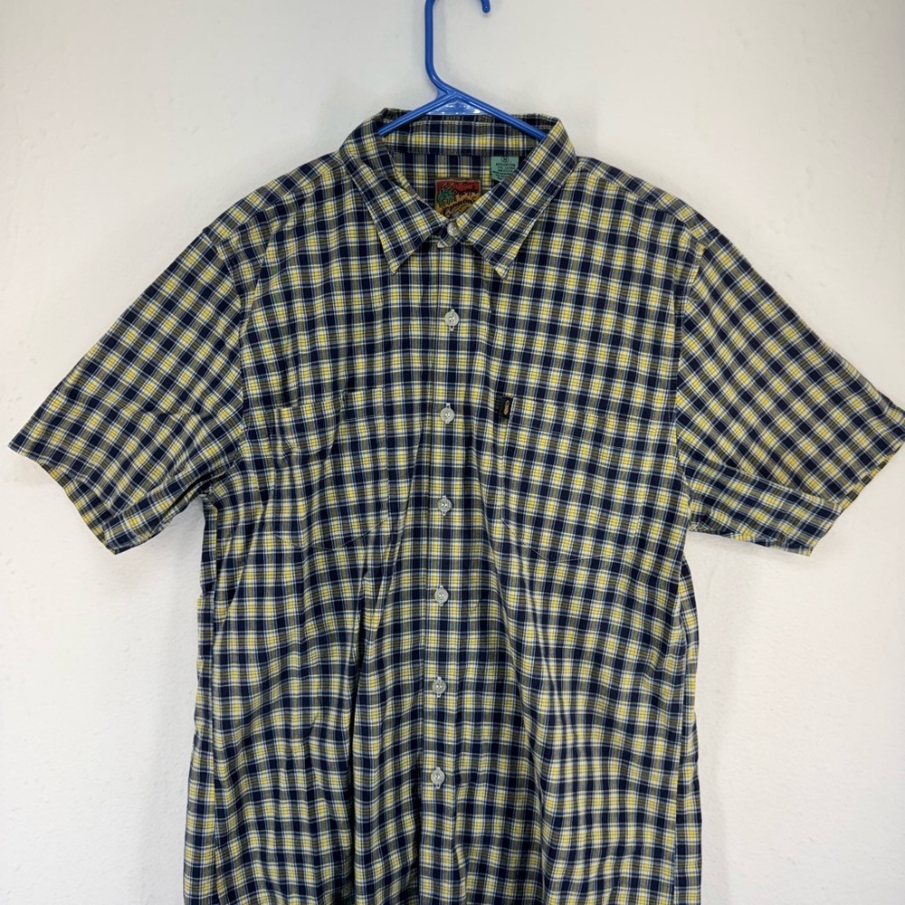 Pineapple Connection Men’s Short Sleeve Shirt Plaid Button Up Size M